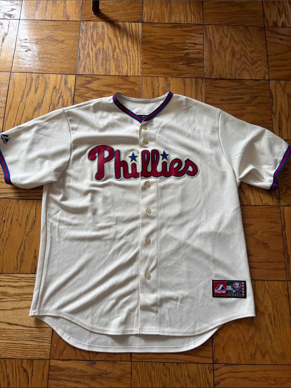 Chase Utley #26 Philadelphia Phillies 2008 World Series Majestic Jersey XL Cream
